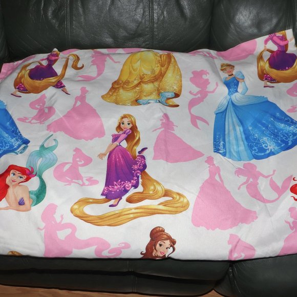 Disney Princesses Twin Bed Sheet Flat Pink Little Mermaid Cinderella Bell & - Picture 1 of 6